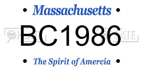 BC1986 Massachusetts License Plate