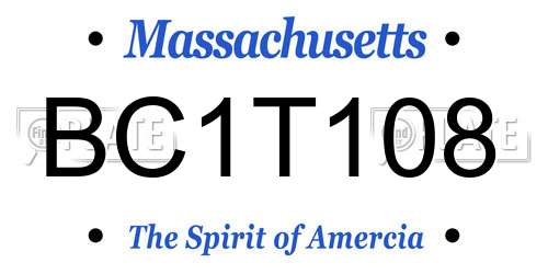 BC1T108 Massachusetts License Plate
