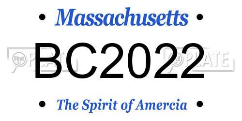 BC2022 Massachusetts License Plate