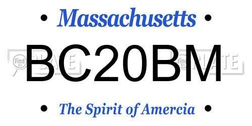 BC20BM Massachusetts License Plate