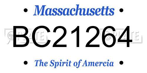 BC21264 Massachusetts License Plate