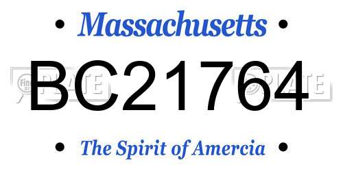BC21764 Massachusetts License Plate