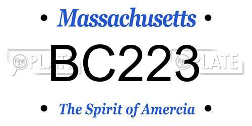 BC223 Massachusetts License Plate