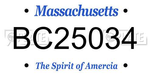 BC25034 Massachusetts License Plate