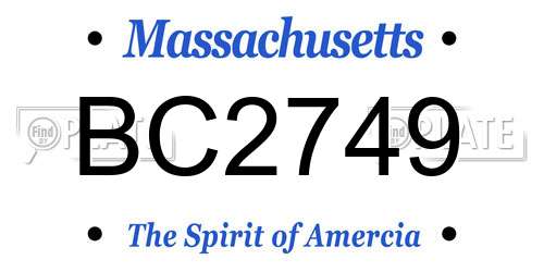 BC2749 Massachusetts License Plate
