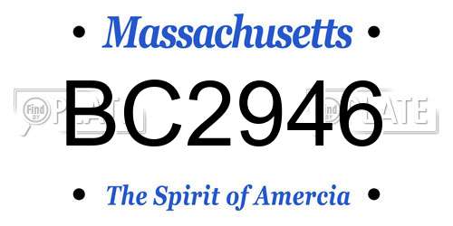 BC2946 Massachusetts License Plate
