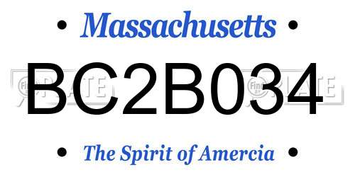 BC2B034 Massachusetts License Plate