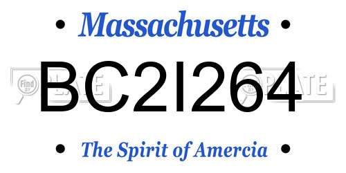 BC2I264 Massachusetts License Plate