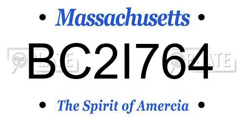 BC2I764 Massachusetts License Plate