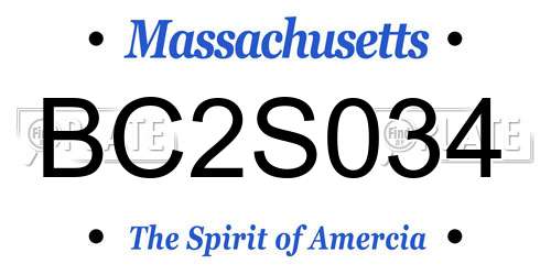 BC2S034 Massachusetts License Plate