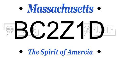 BC2Z1D Massachusetts License Plate