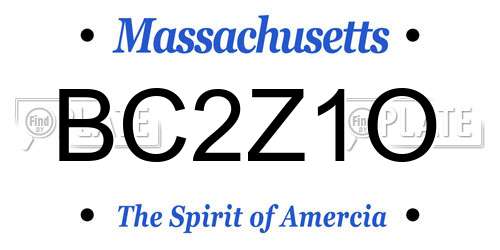 BC2Z1O Massachusetts License Plate