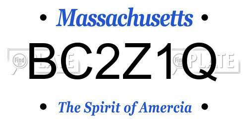 BC2Z1Q Massachusetts License Plate