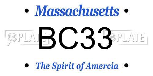 BC33 Massachusetts License Plate