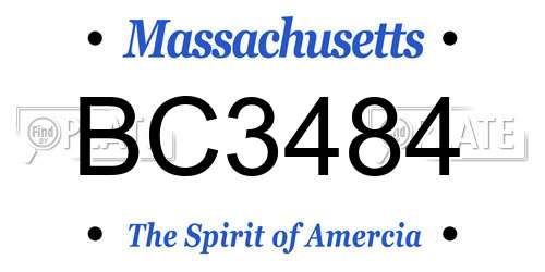 BC3484 Massachusetts License Plate
