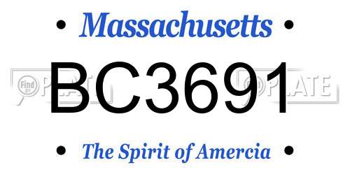 BC3691 Massachusetts License Plate