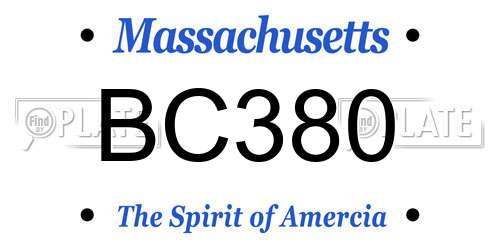 BC380 Massachusetts License Plate