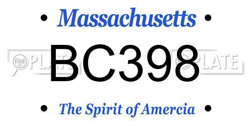 BC398 Massachusetts License Plate