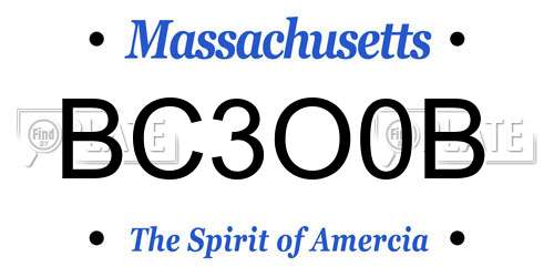 BC3O0B Massachusetts License Plate