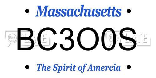 BC3O0S Massachusetts License Plate