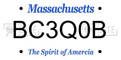 BC3Q0B Massachusetts License Plate