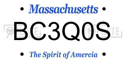 BC3Q0S Massachusetts License Plate