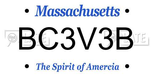BC3V3B Massachusetts License Plate