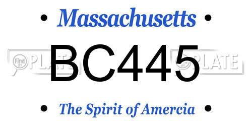 BC445 Massachusetts License Plate