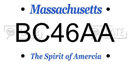 BC46AA Massachusetts License Plate