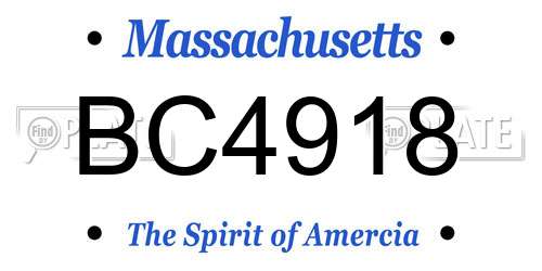 BC4918 Massachusetts License Plate
