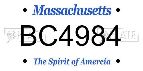 BC4984 Massachusetts License Plate