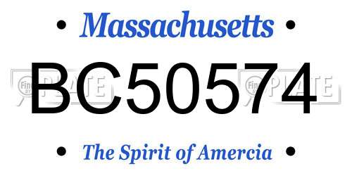 BC50574 Massachusetts License Plate