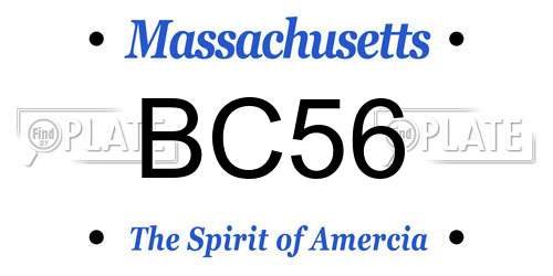 BC56 Massachusetts License Plate