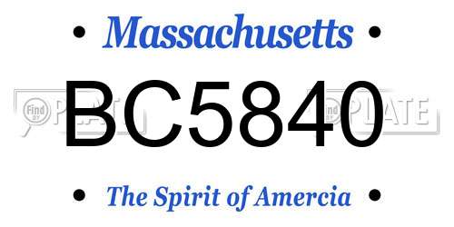 BC5840 Massachusetts License Plate