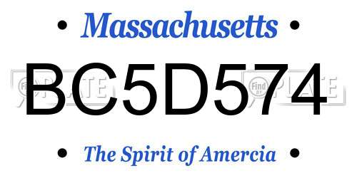 BC5D574 Massachusetts License Plate