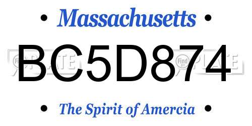 BC5D874 Massachusetts License Plate