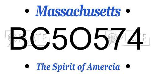 BC5O574 Massachusetts License Plate