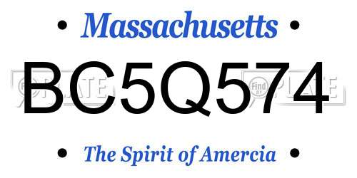 BC5Q574 Massachusetts License Plate