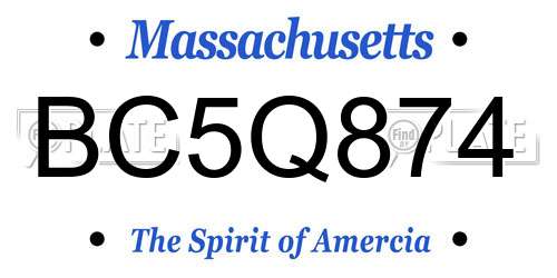 BC5Q874 Massachusetts License Plate