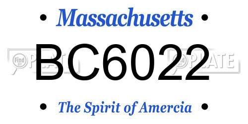 BC6022 Massachusetts License Plate