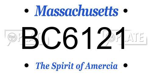BC6121 Massachusetts License Plate