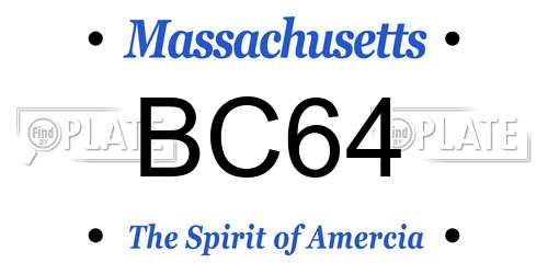 BC64 Massachusetts License Plate