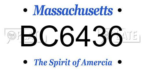BC6436 Massachusetts License Plate