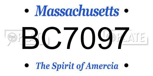 BC7097 Massachusetts License Plate