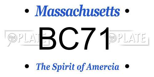 BC71 Massachusetts License Plate