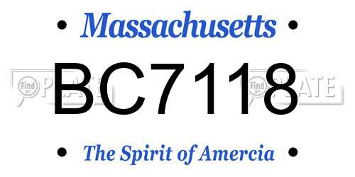 BC7118 Massachusetts License Plate
