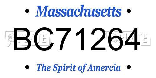 BC71264 Massachusetts License Plate