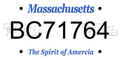 BC71764 Massachusetts License Plate