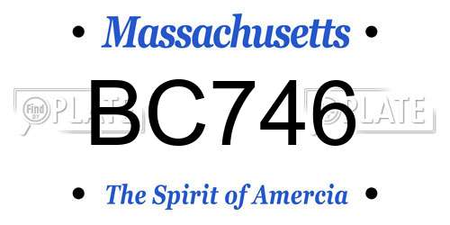 BC746 Massachusetts License Plate