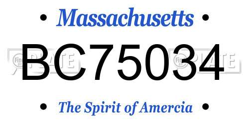 BC75034 Massachusetts License Plate